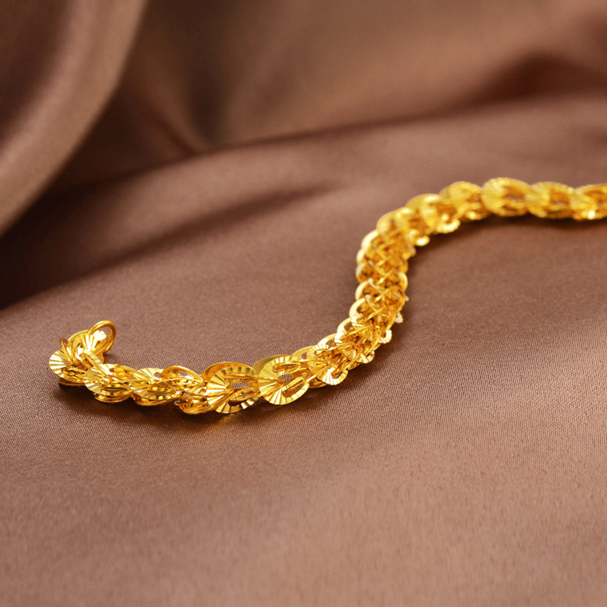 赛菲尔万足优雅闪耀车花凤尾足金999.9黄金手链女款计价