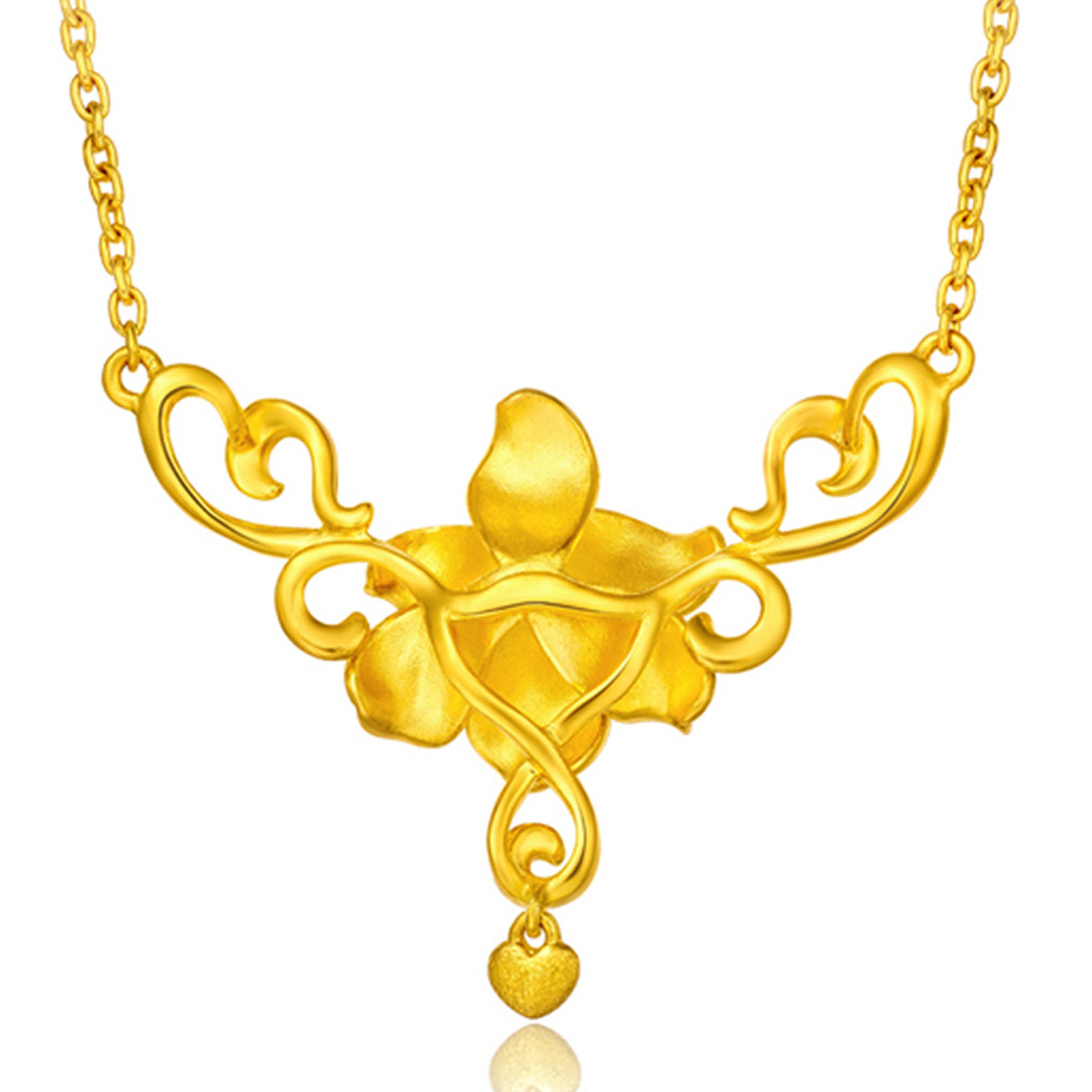 周大福 花月佳期 百合足金黄金项链/吊坠