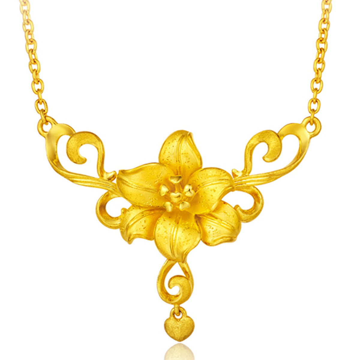 周大福 花月佳期 百合足金黄金项链/吊坠