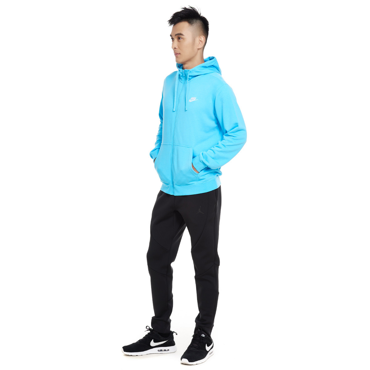 耐克nike logo 男款淡蓝色连帽夹克 运动休闲系列