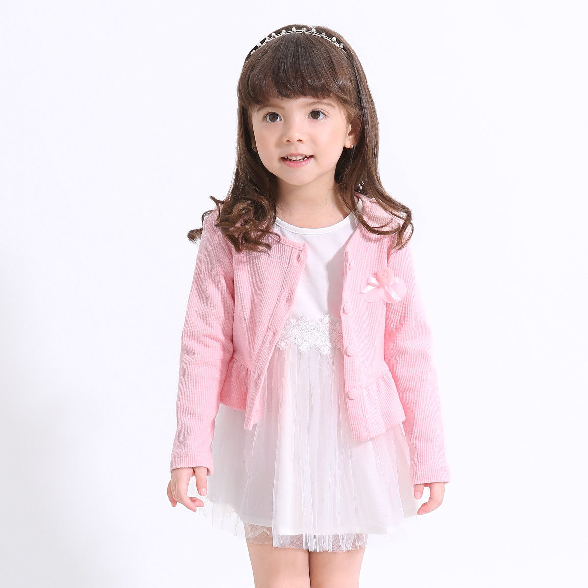 唯思凡童装女童春秋装套装春秋季针织休闲套裙婴小童裙子两件套女宝宝