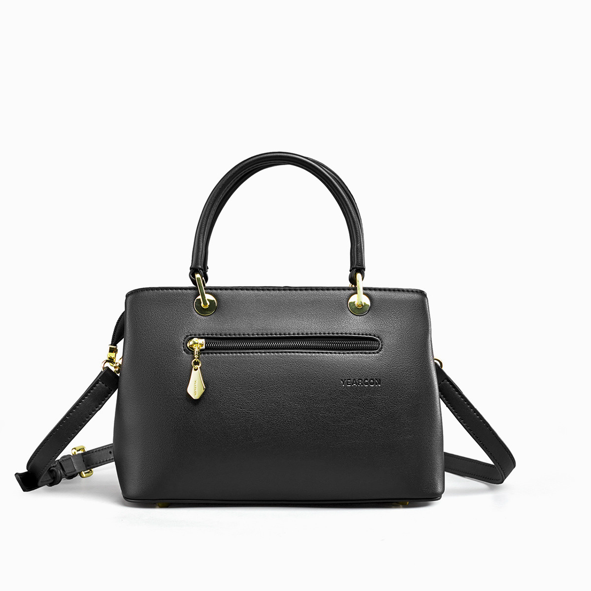 意尔康2018秋冬新款黑白撞色ol通勤包女士手提包