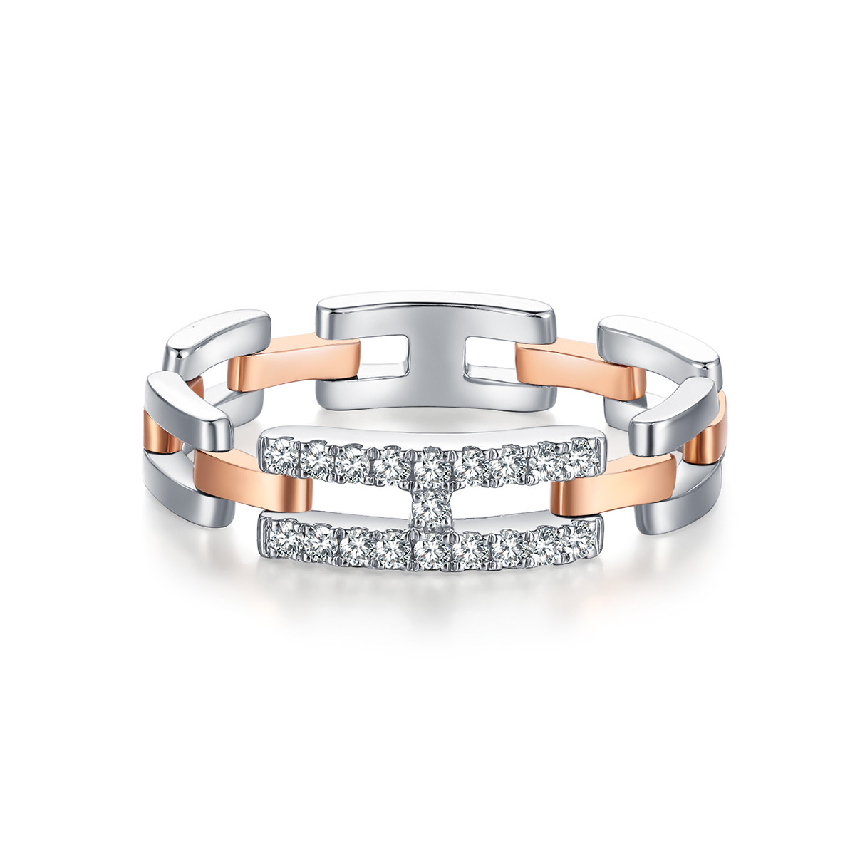 tsl谢瑞麟 18k金时尚钻石情侣款软戒对戒