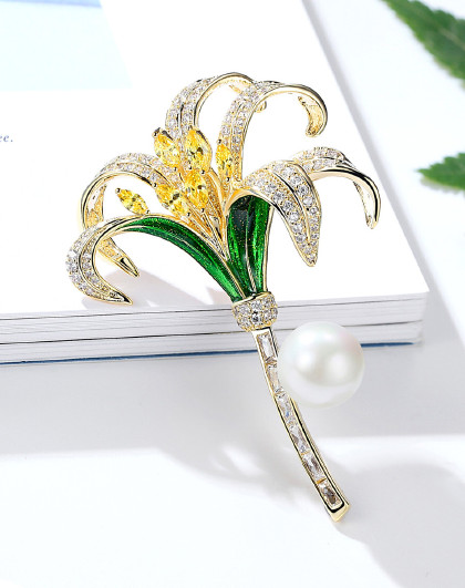 韩版百合花胸花女 别针扣时尚徽章外套胸针领针毛衣配饰饰品