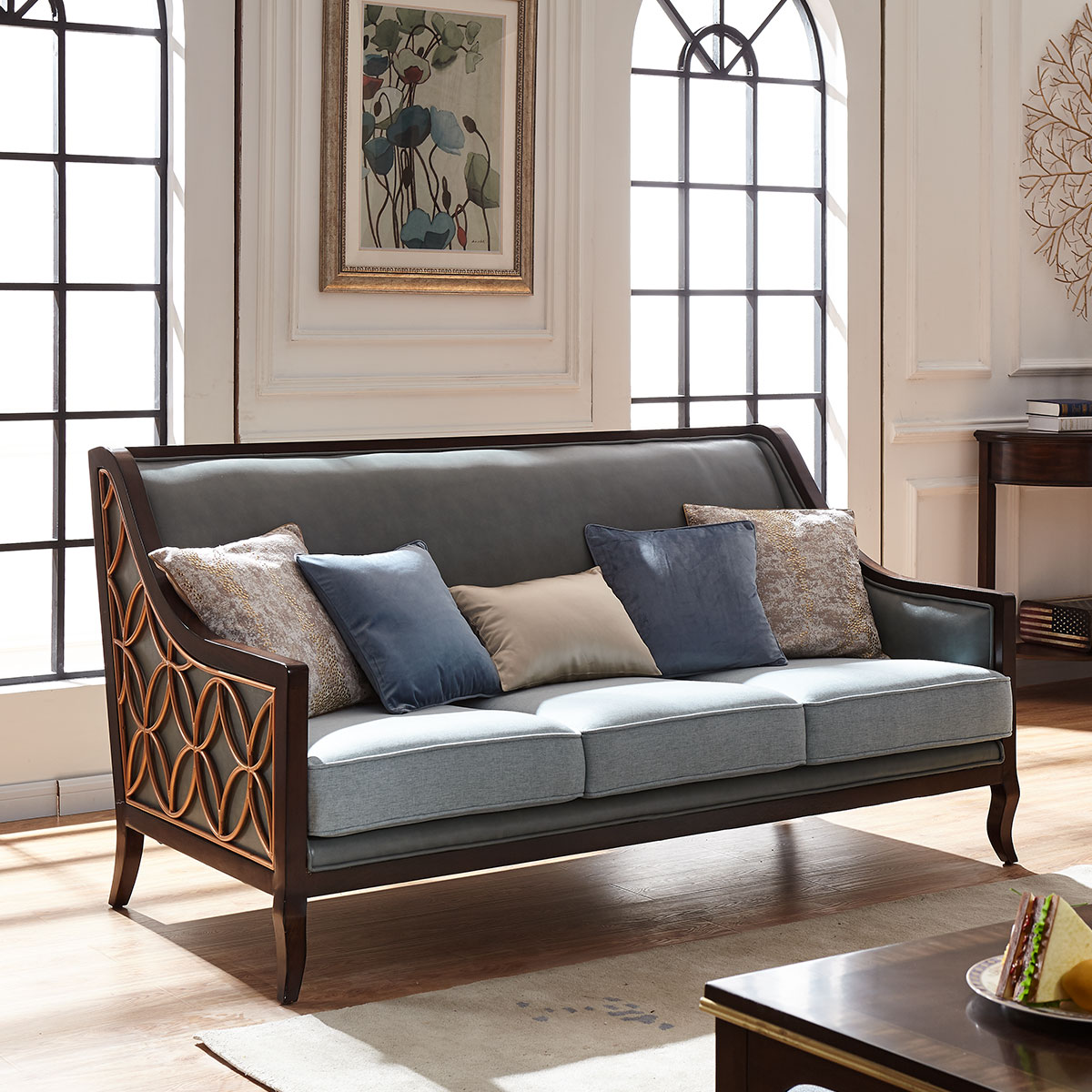 慕艺柏美式家具专场直发货美式乡村 特价清仓 实木沙发wqc196_唯品会