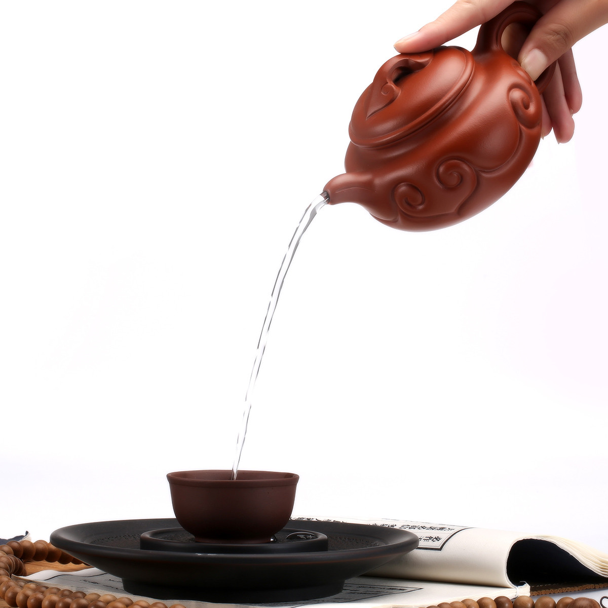 国助工吕旭峰260cc朱泥仿古如意壶宜兴原矿泡茶壶紫砂壶茶壶