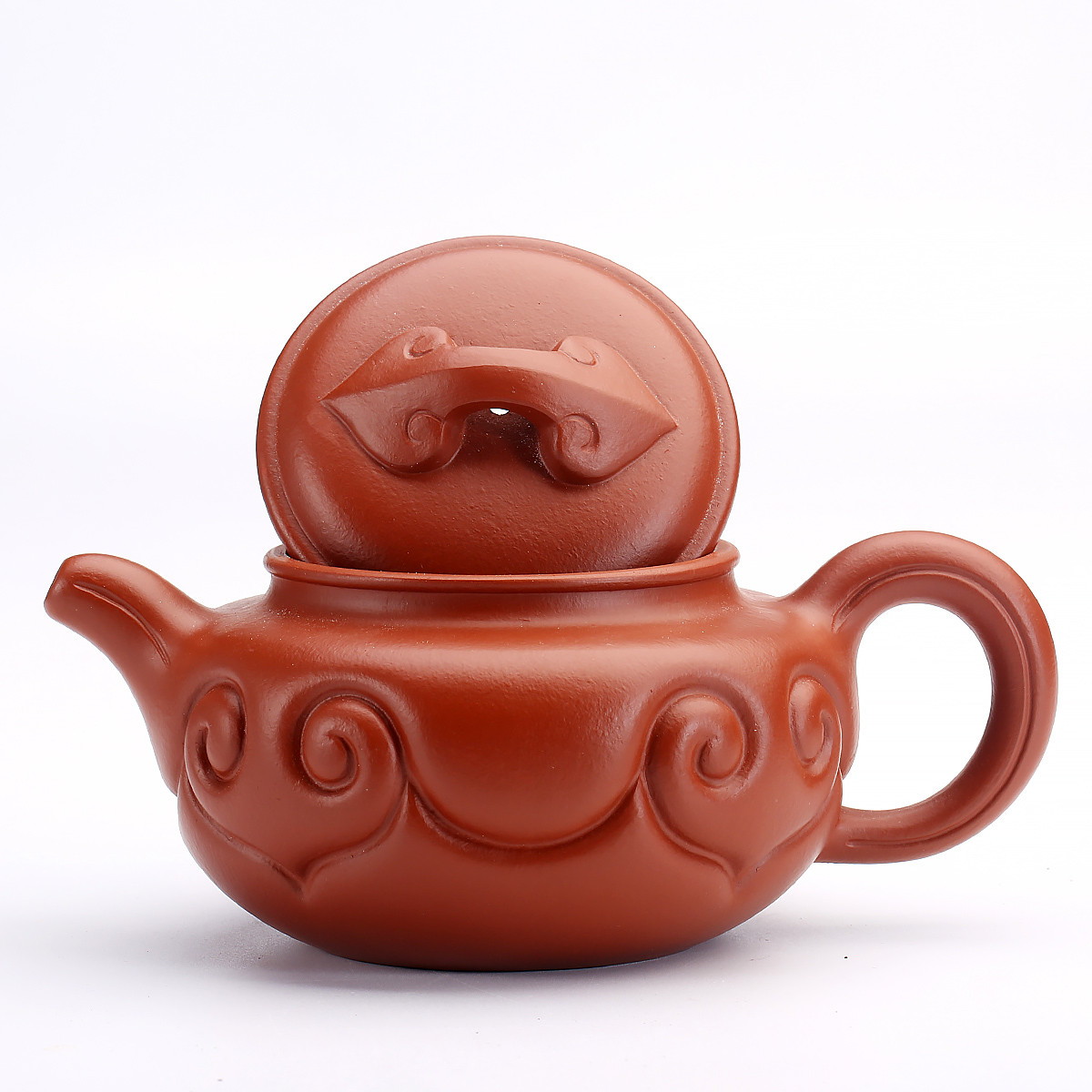 国助工吕旭峰260cc朱泥仿古如意壶宜兴原矿泡茶壶紫砂壶茶壶