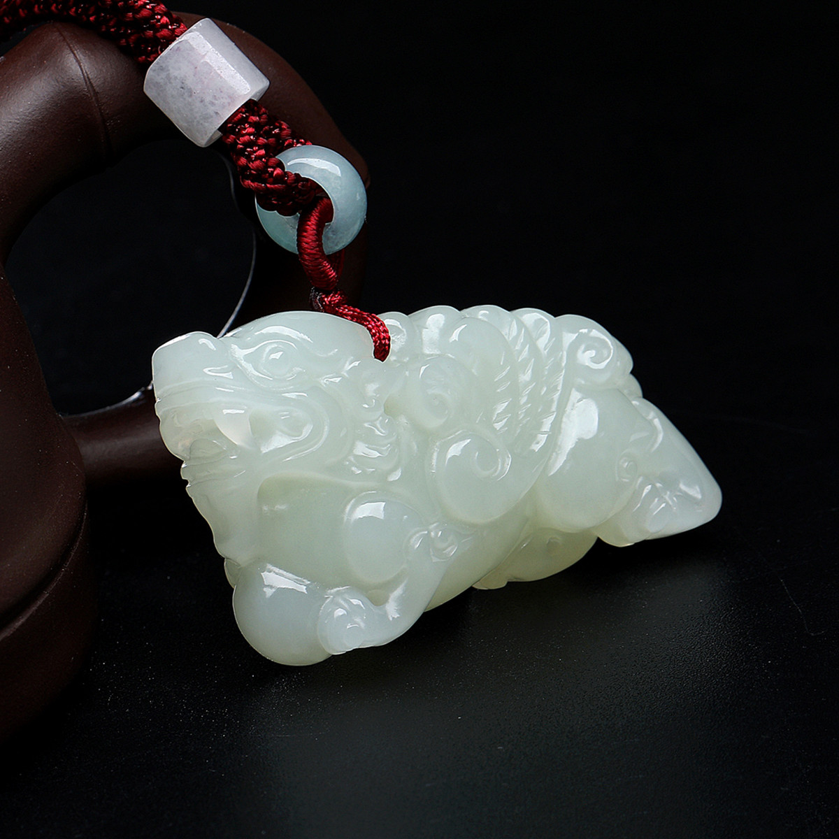 金万年 和田玉聚财招财招财立体貔貅吊坠/玉挂件/玉吊坠