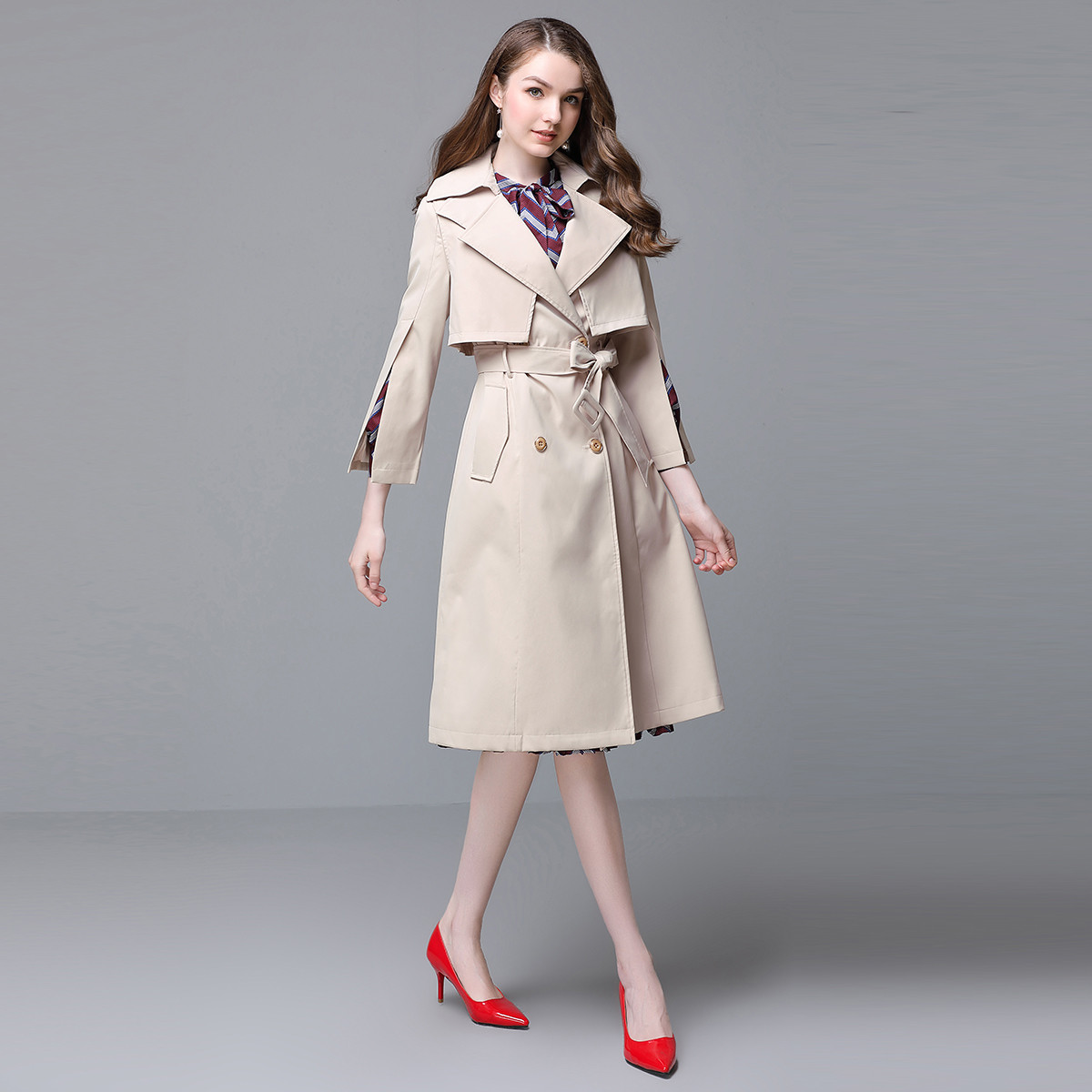 2018秋季新款女装通勤时尚高端大气简约通勤商务干练基础百搭款袖开叉