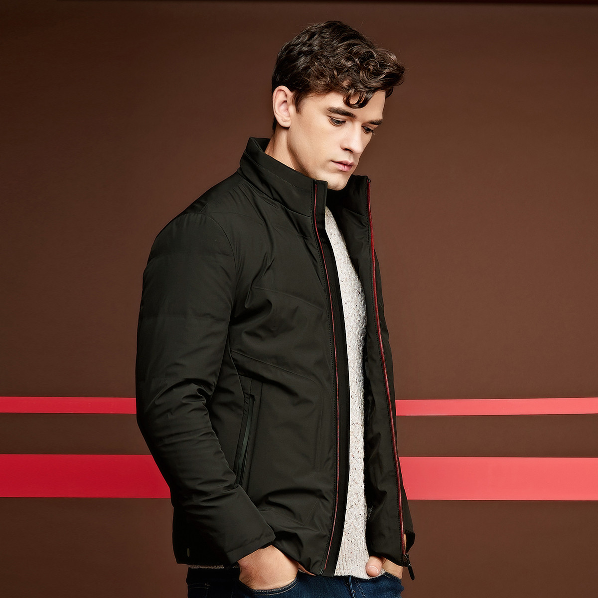 11-卡拉利carli男装专场 carli/卡拉利 2018冬季新款男士时尚休闲纯色