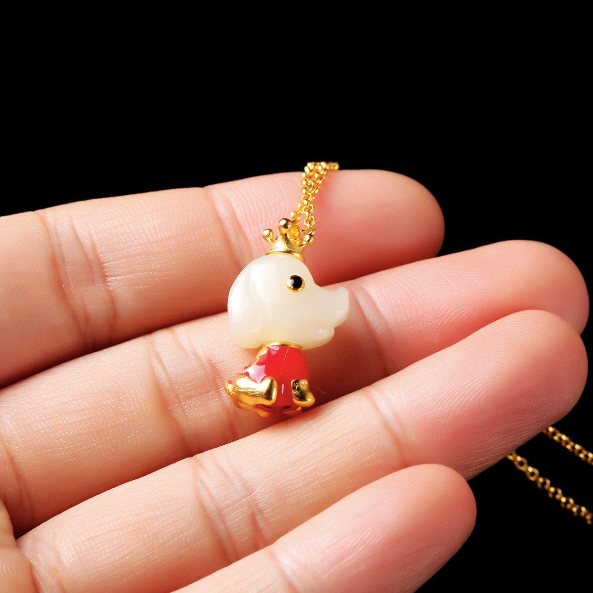 穗南s925银镶和田玉吊坠白玉生肖狗吊坠附证书