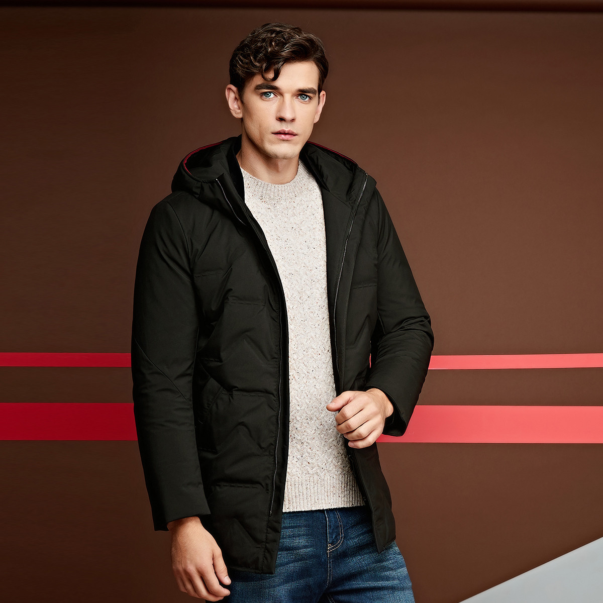 卡拉利carli男装秋冬风暴专场 carli/卡拉利 时尚连帽休闲冬装羽绒服