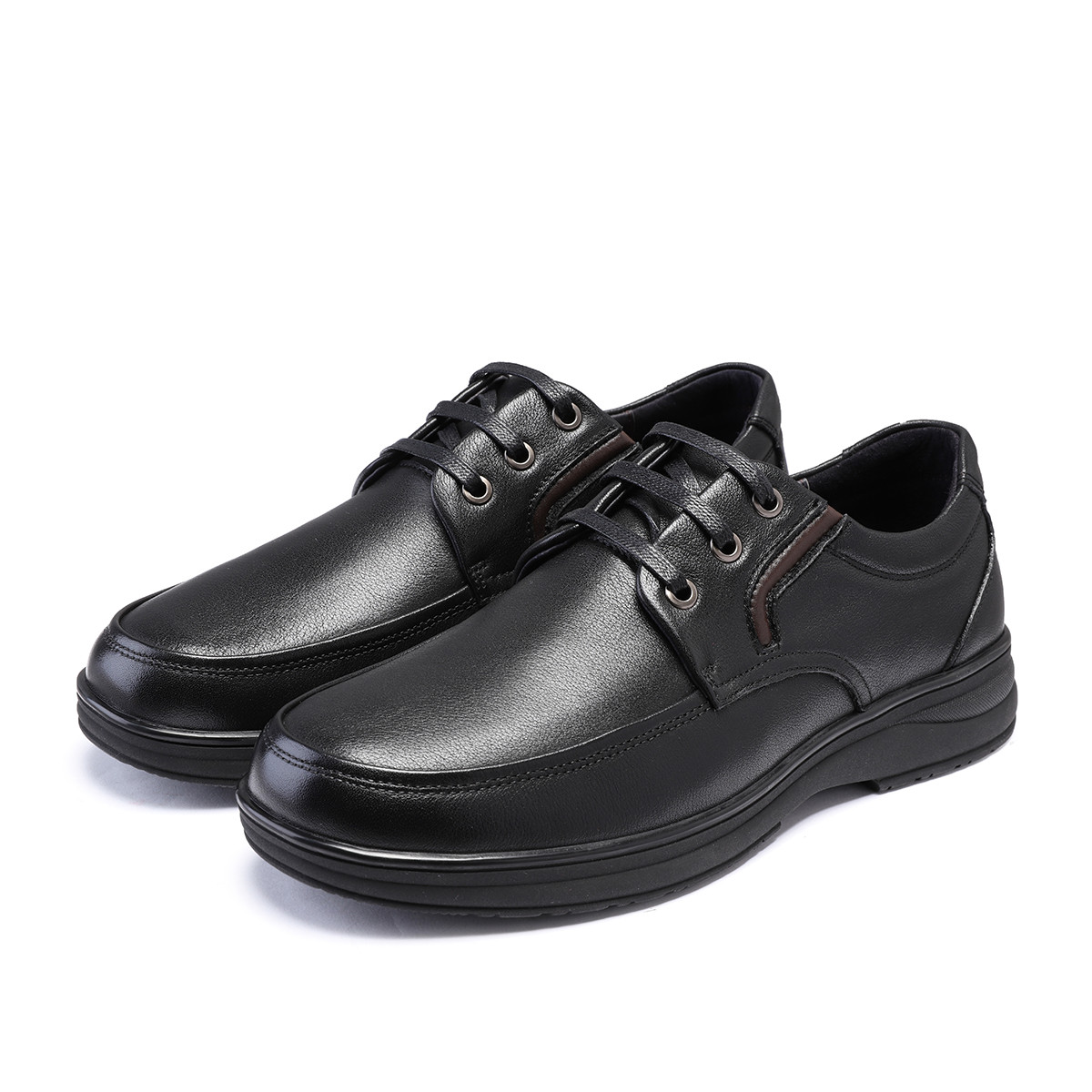 健足乐 皮鞋男老人鞋健步鞋商务休闲鞋柔韧耐曲舒适不挤脚爸爸鞋