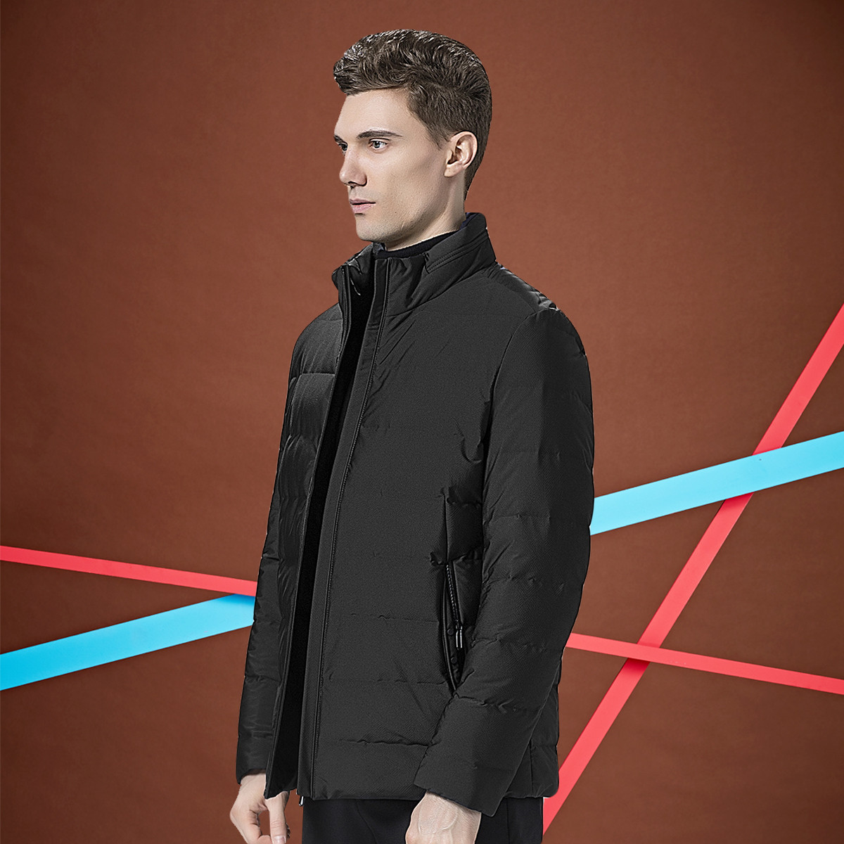 carli男装特卖旗舰店 carli/卡拉利 2018新款立领时尚短款修身商务