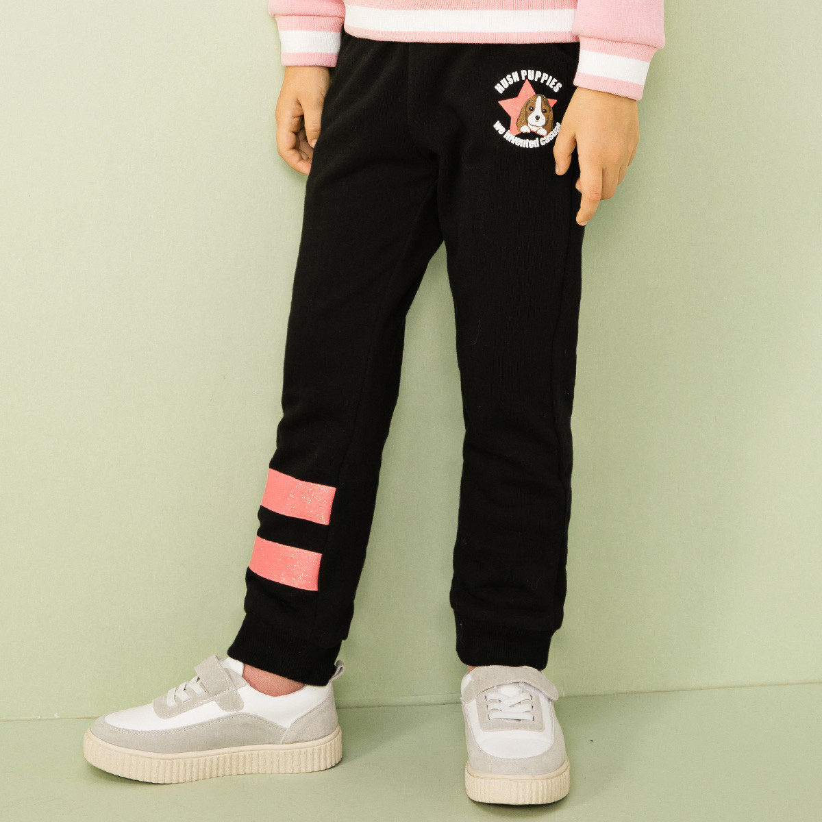 暇步士童装儿童长裤冬季新品女童时尚双层休闲裤