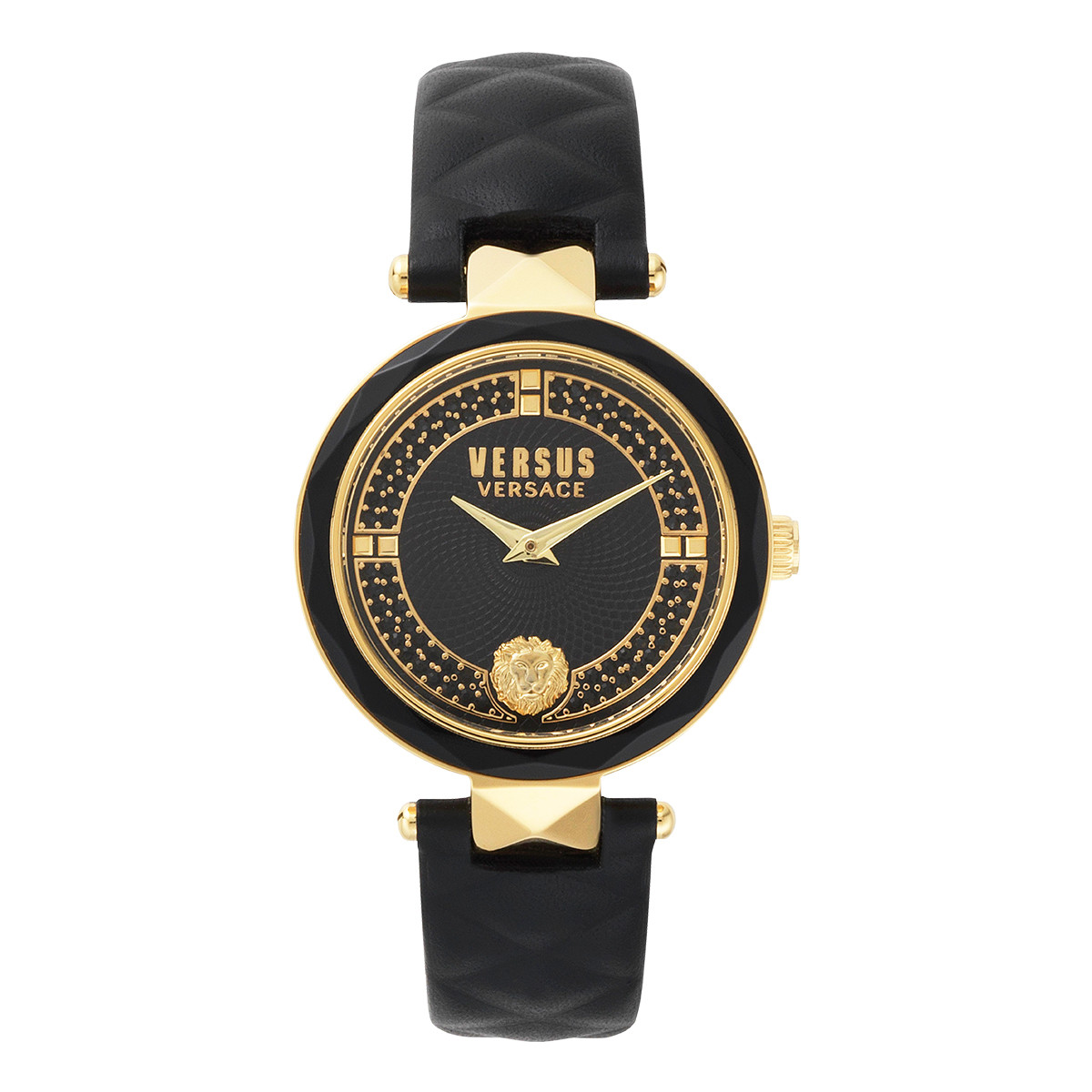 versus 范瑟丝 轻奢女表黑色真皮防水气质潮流品牌手表女士手表