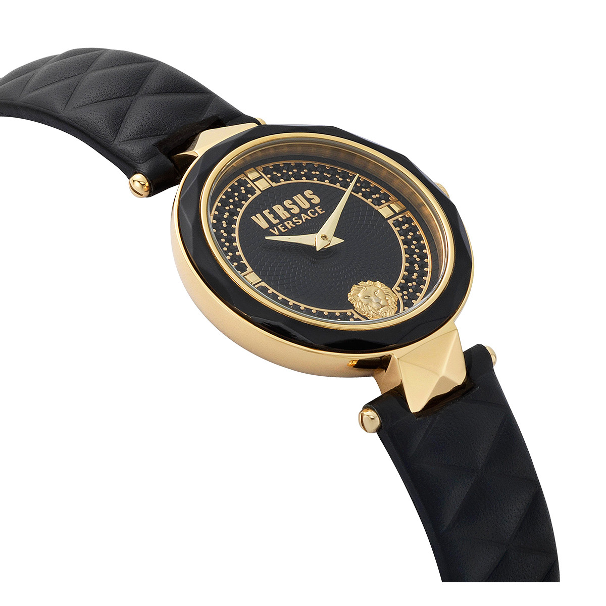 versus 范瑟丝 轻奢女表黑色真皮防水气质潮流品牌手表女士手表