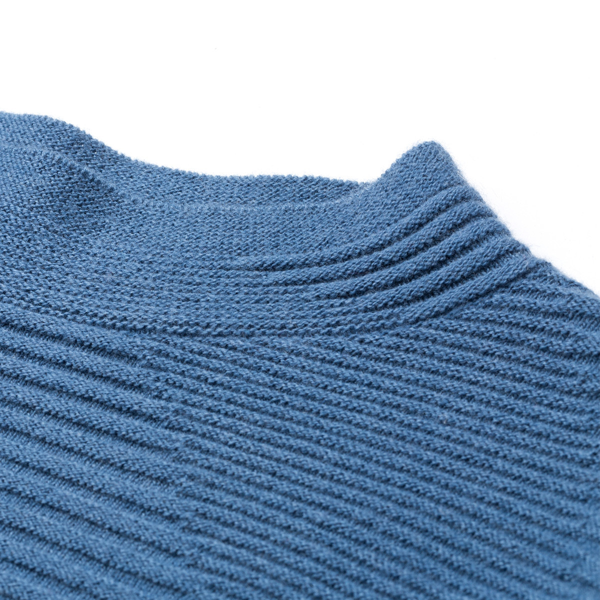 娜尔思女装针织衫2018冬季新款雾霾蓝开叉纯羊毛中长款针织上衣女