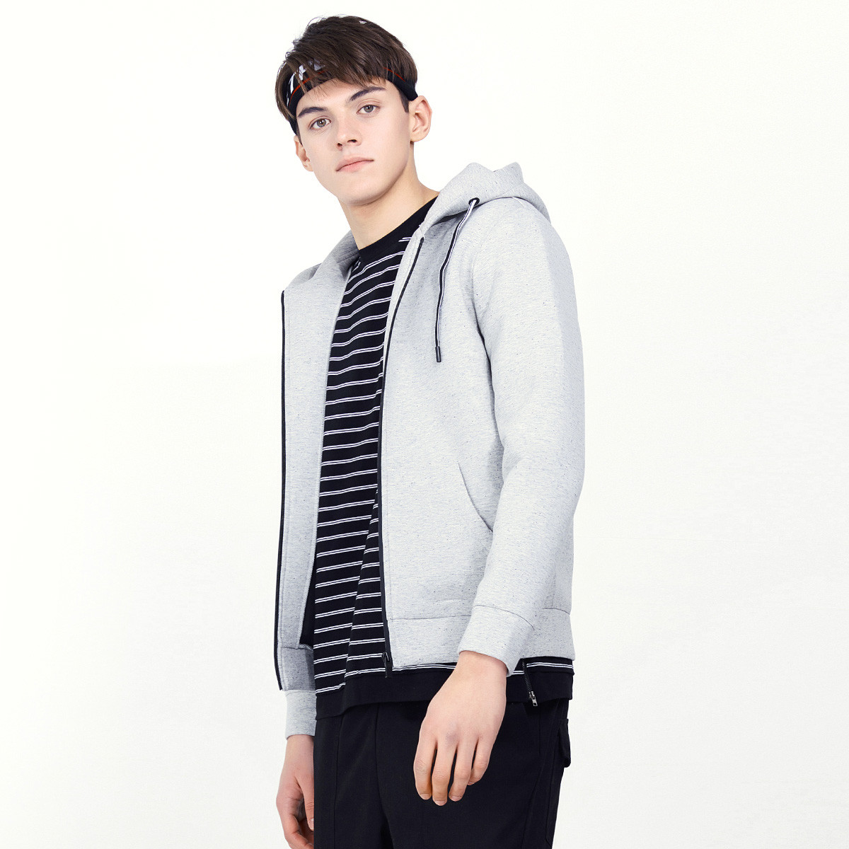 magic power 男装秋季专柜同款basic系列男士时尚空气层带帽衣夹克