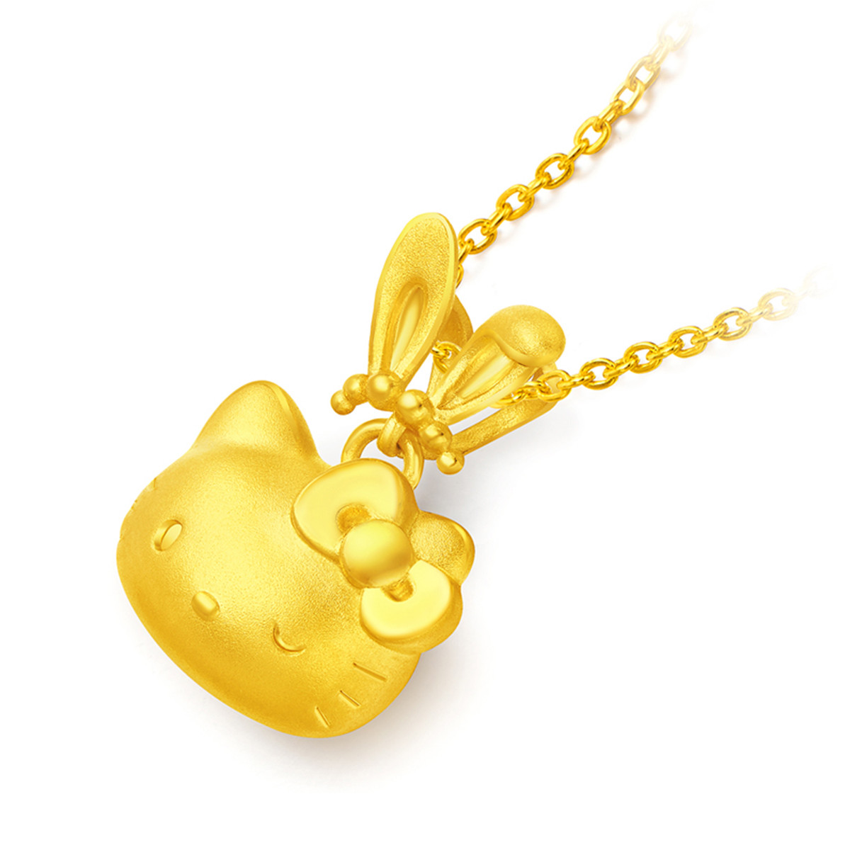 周大福【旗舰店】hellokitty凯蒂猫可爱兔耳黄金吊坠