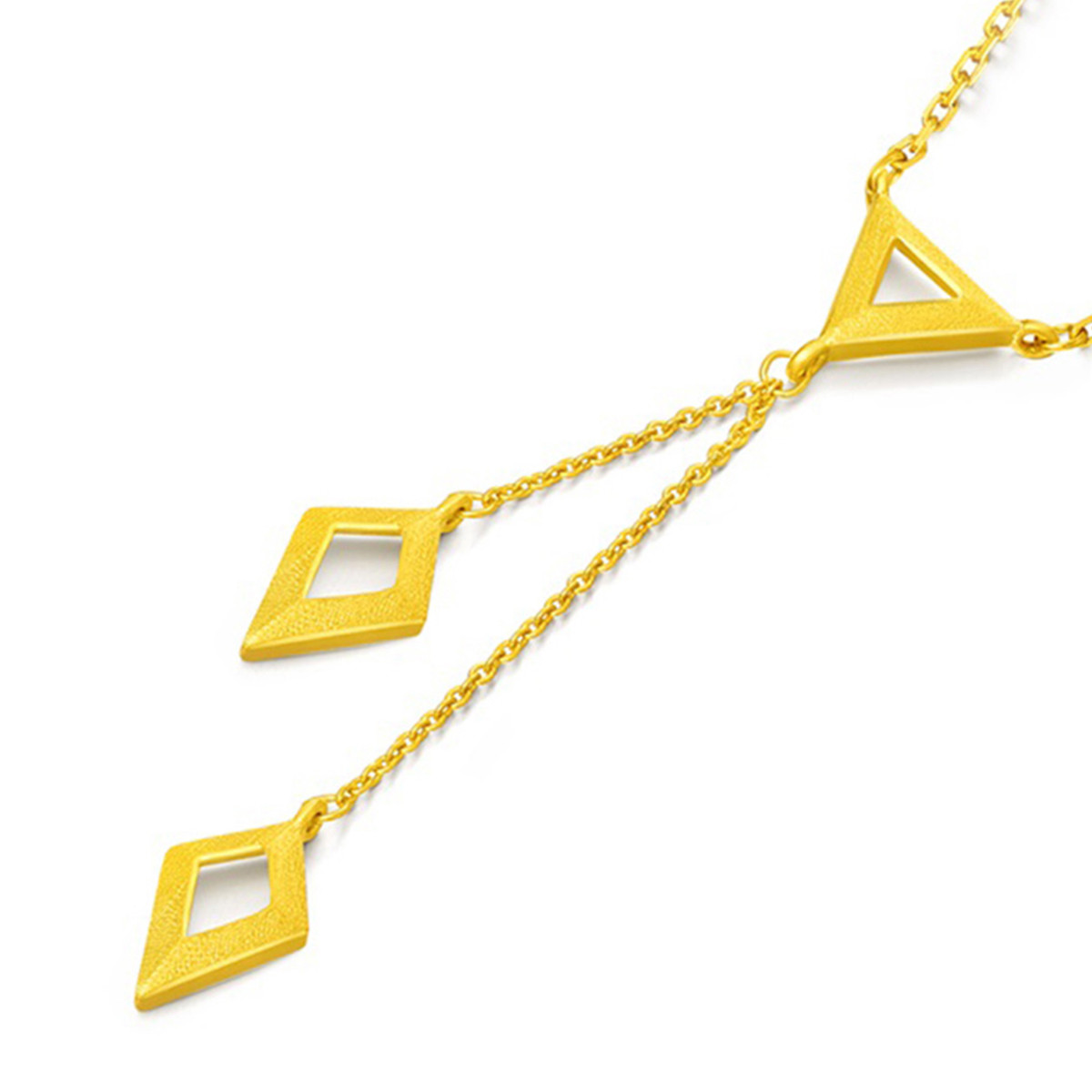 周大福 ing系列 时尚菱形几何足金黄金项链