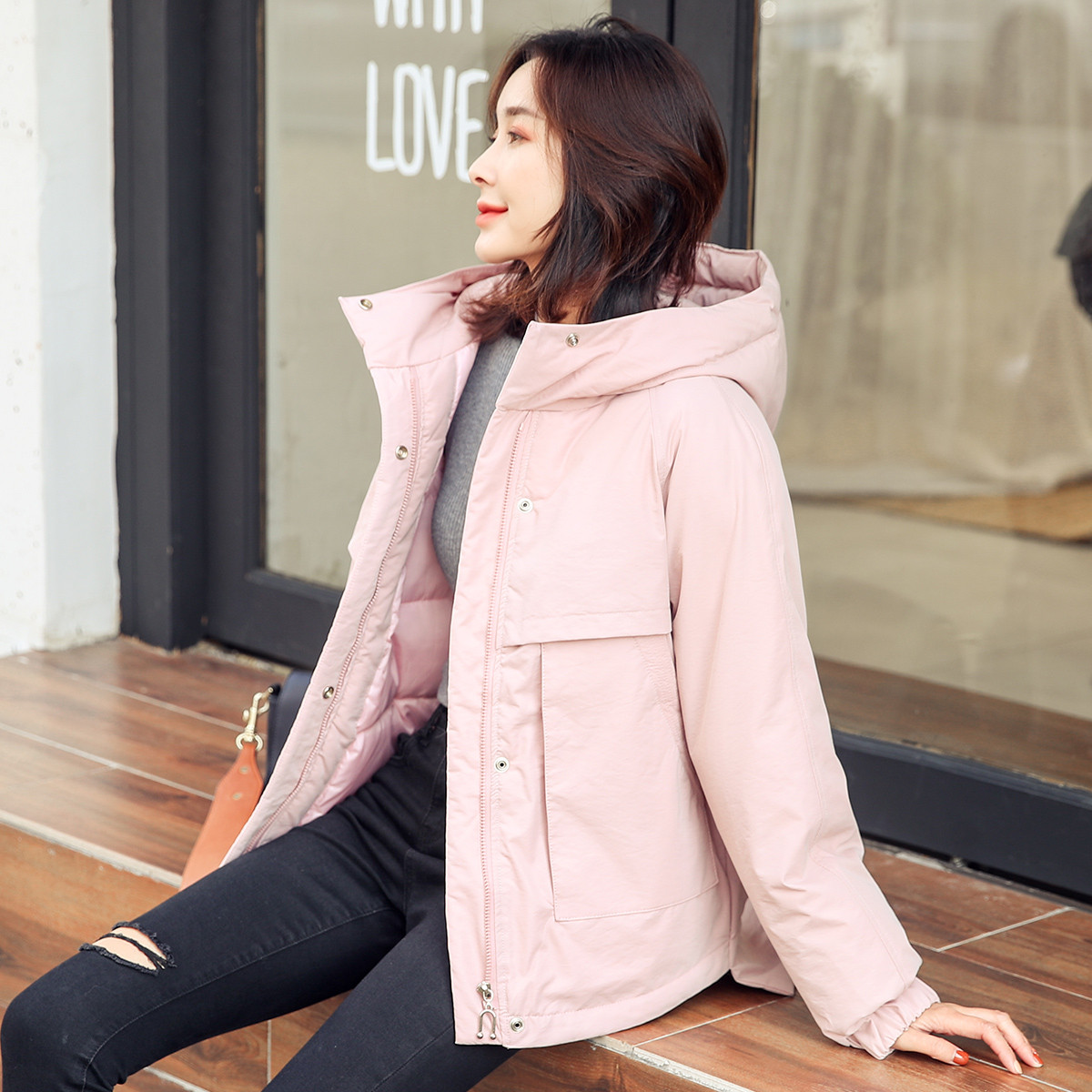 冬季外套女韩版休闲宽松百搭纯色保暖棉衣棉服女