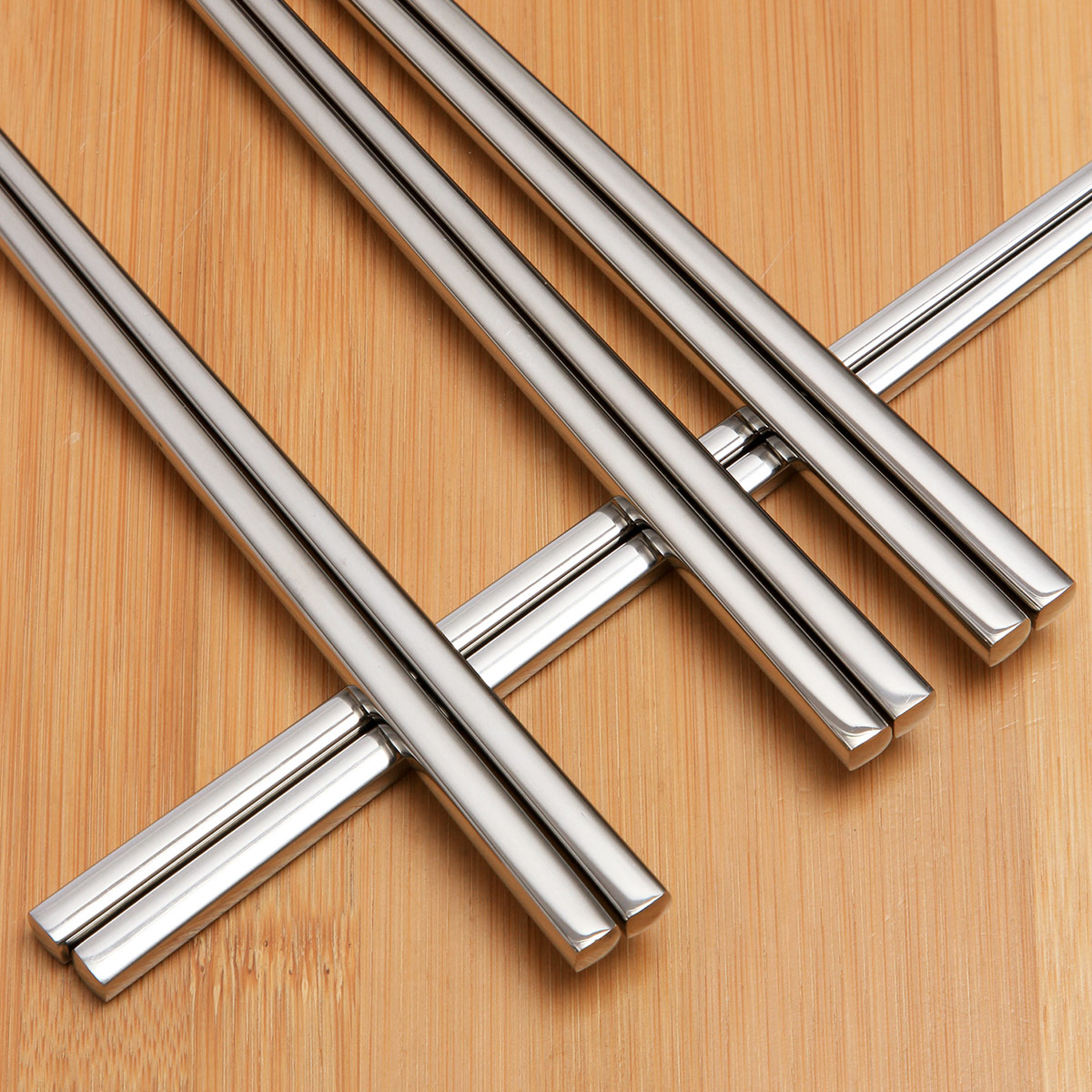 10双装加粗304不锈钢筷子 方形家用筷子 家庭餐具套装