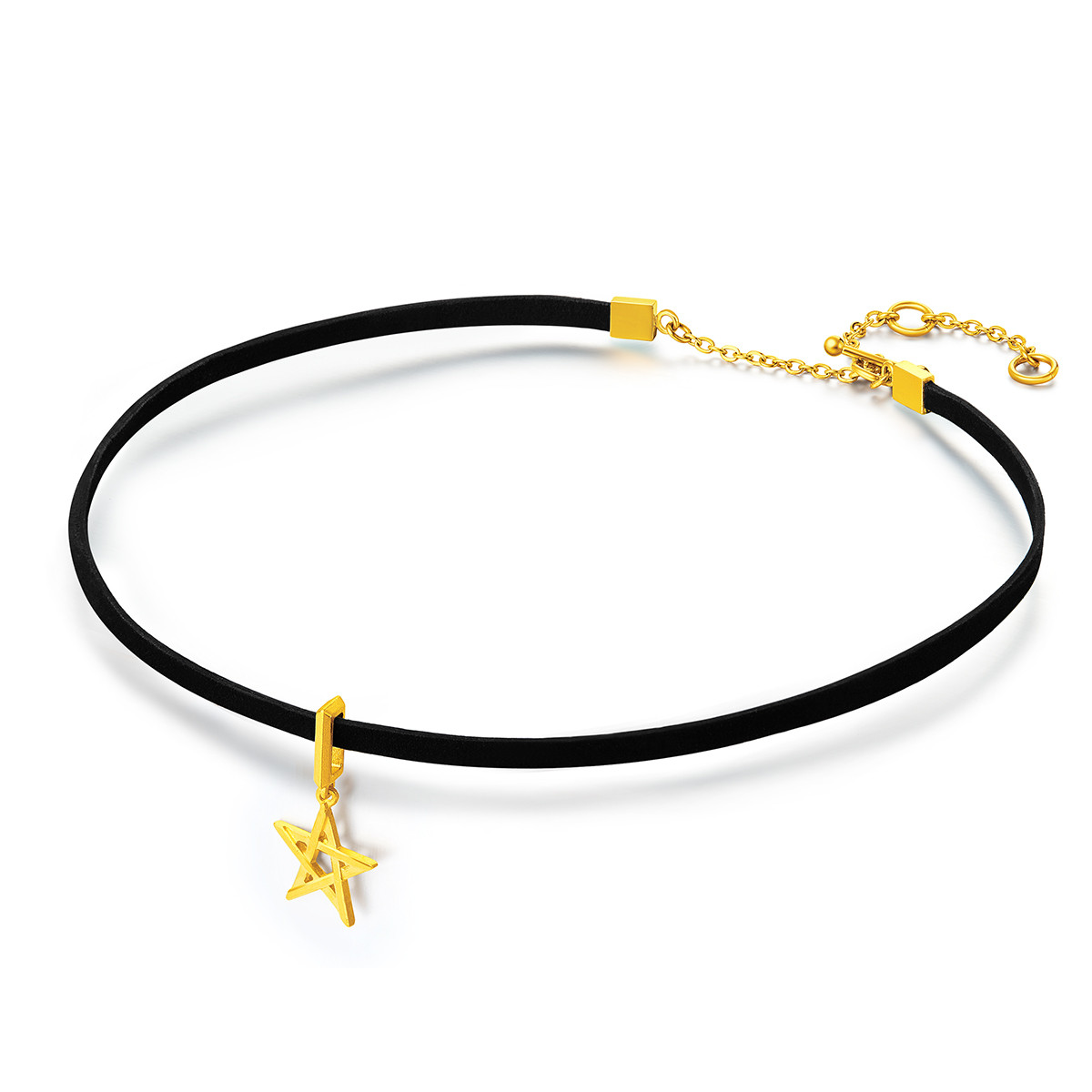 周大福 ing系列星形足金黄金项链choker项圈