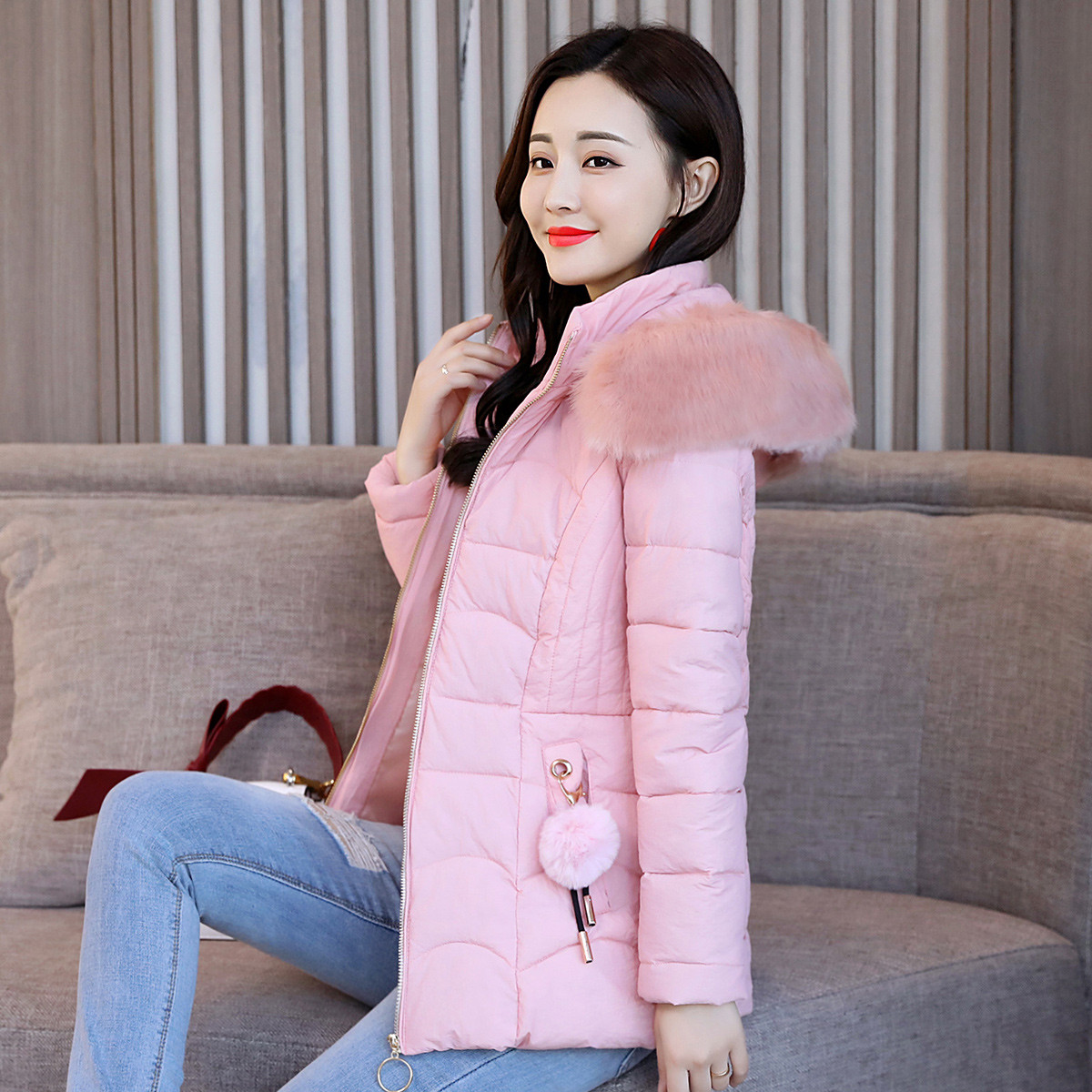 时尚小棉袄外套女秋冬2019新款韩版修身短款棉衣大毛领棉服潮