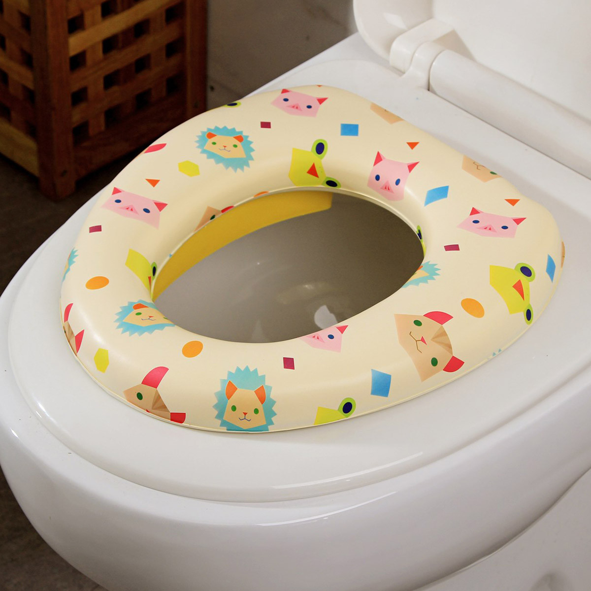 韩国制婴幼儿童米色厚制软垫马桶圈