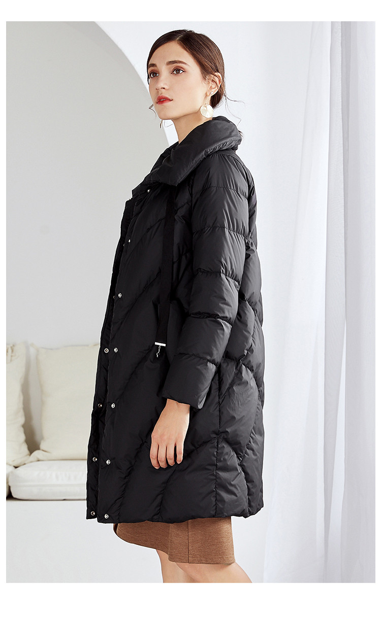 迪图新款翻领中长款羽绒服