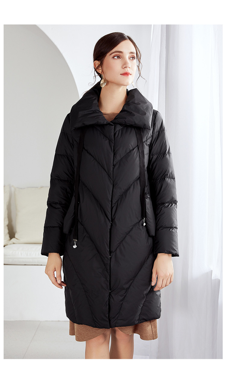 迪图新款翻领中长款羽绒服