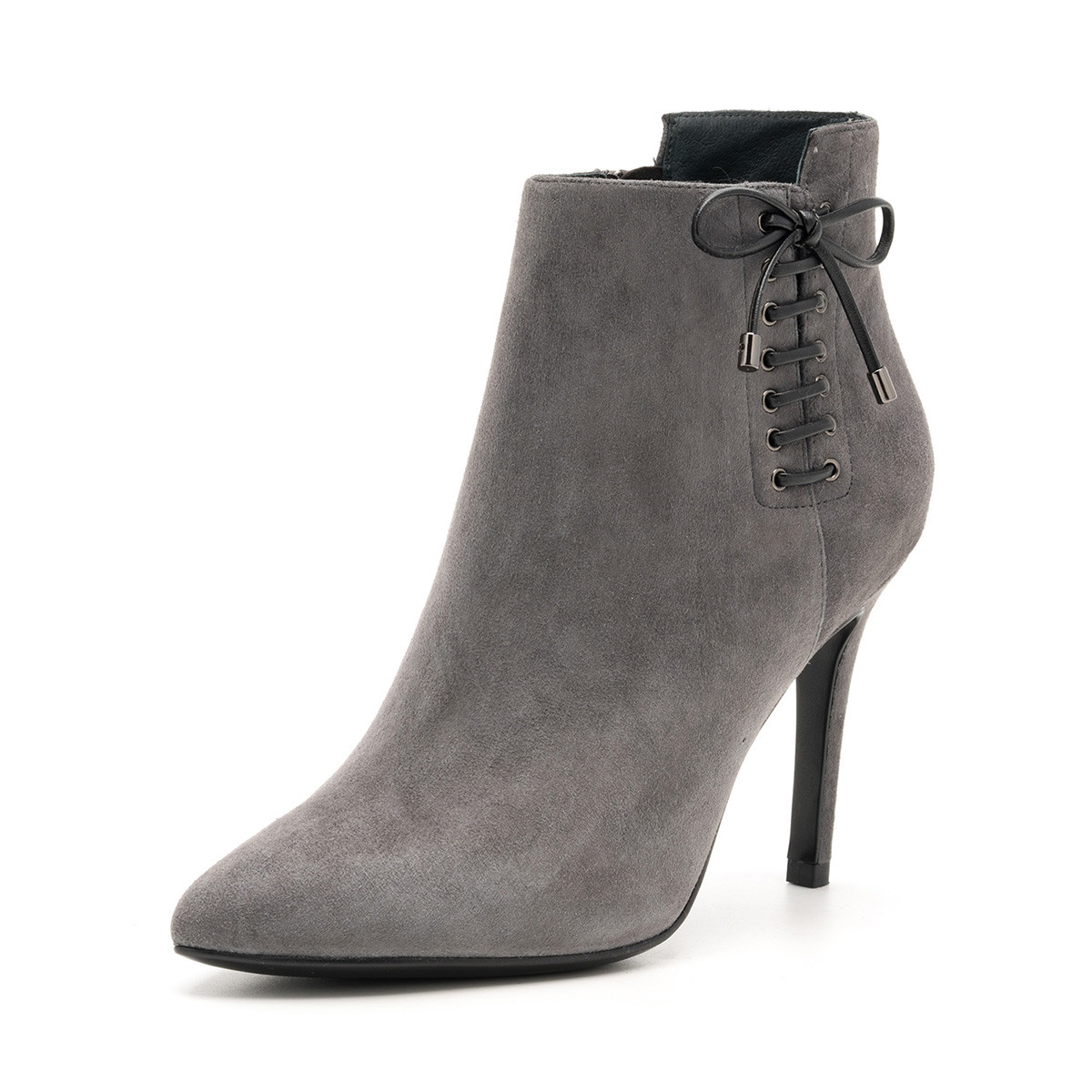 【断码】迪芙斯锡灰色绒面羊皮短靴