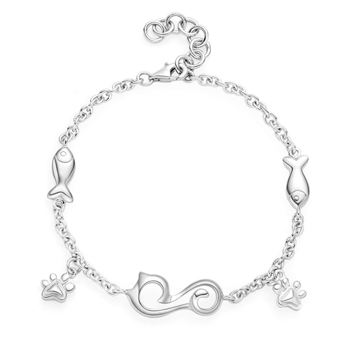 周大福 coco cat系列猫鱼之恋925银手链