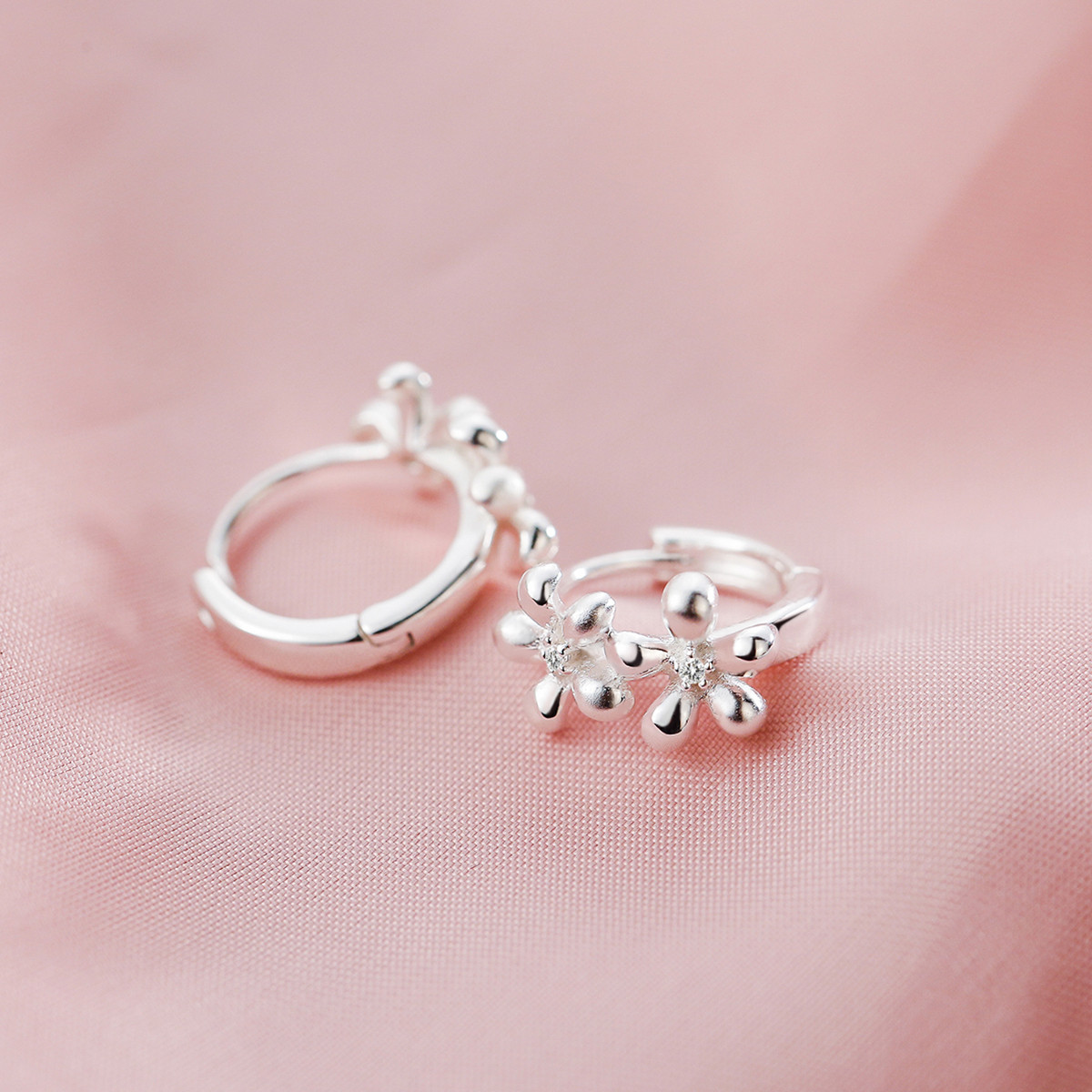 银时代925银好时光丁香花精美银耳扣淑女森系甜美耳饰