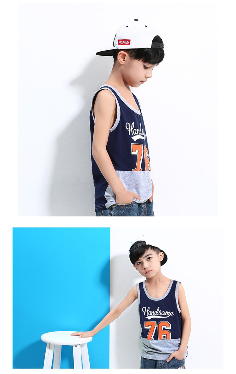唯思凡儿童装男童中大童背心夏装跨栏背心120-170码