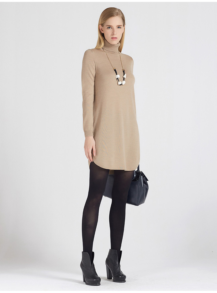 marisfrolg/玛丝菲尔 时尚复古高领宽松羊毛针织连衣裙