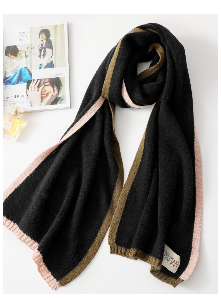 【2018冬装新款】女款韩版时尚简约休闲保暖舒适拼色针织围巾