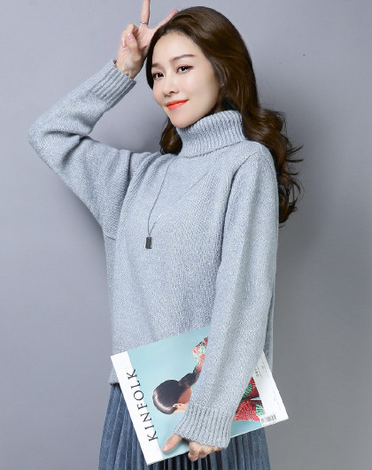 【卷边高领保暖舒适】2019年冬新品上新女编织长袖高领女式毛衣