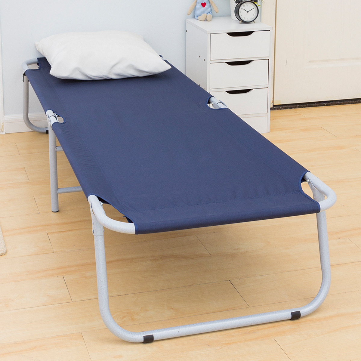 深蓝色棉垫 双层帆布活动折叠床简易床单人床办公室午休床