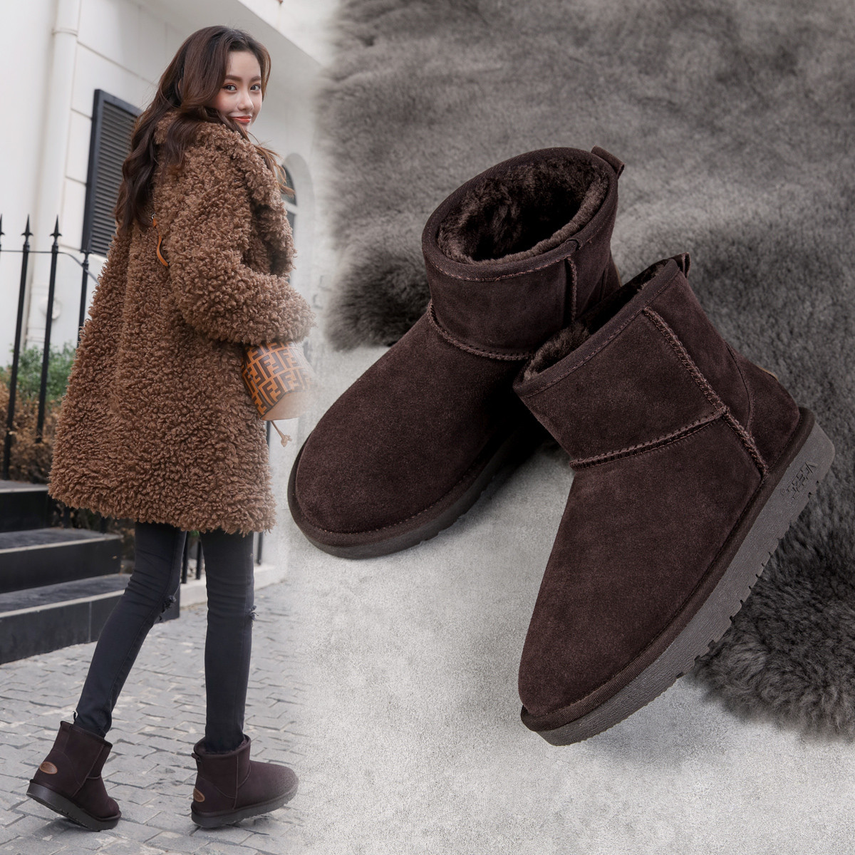 雪地靴女士棉鞋雪地靴女女款靴冬季女鞋短靴新款冬季女鞋平底女靴女士