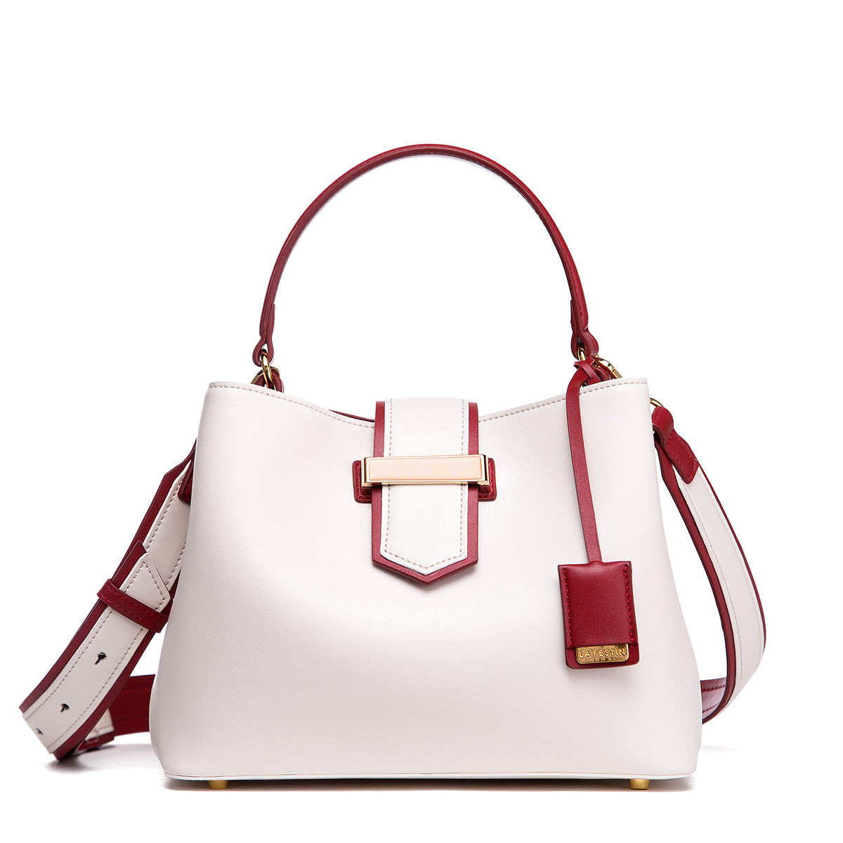 【唯品会】 拉菲斯汀【限时直降】牛皮单肩斜挎包女休闲撞色女包手提