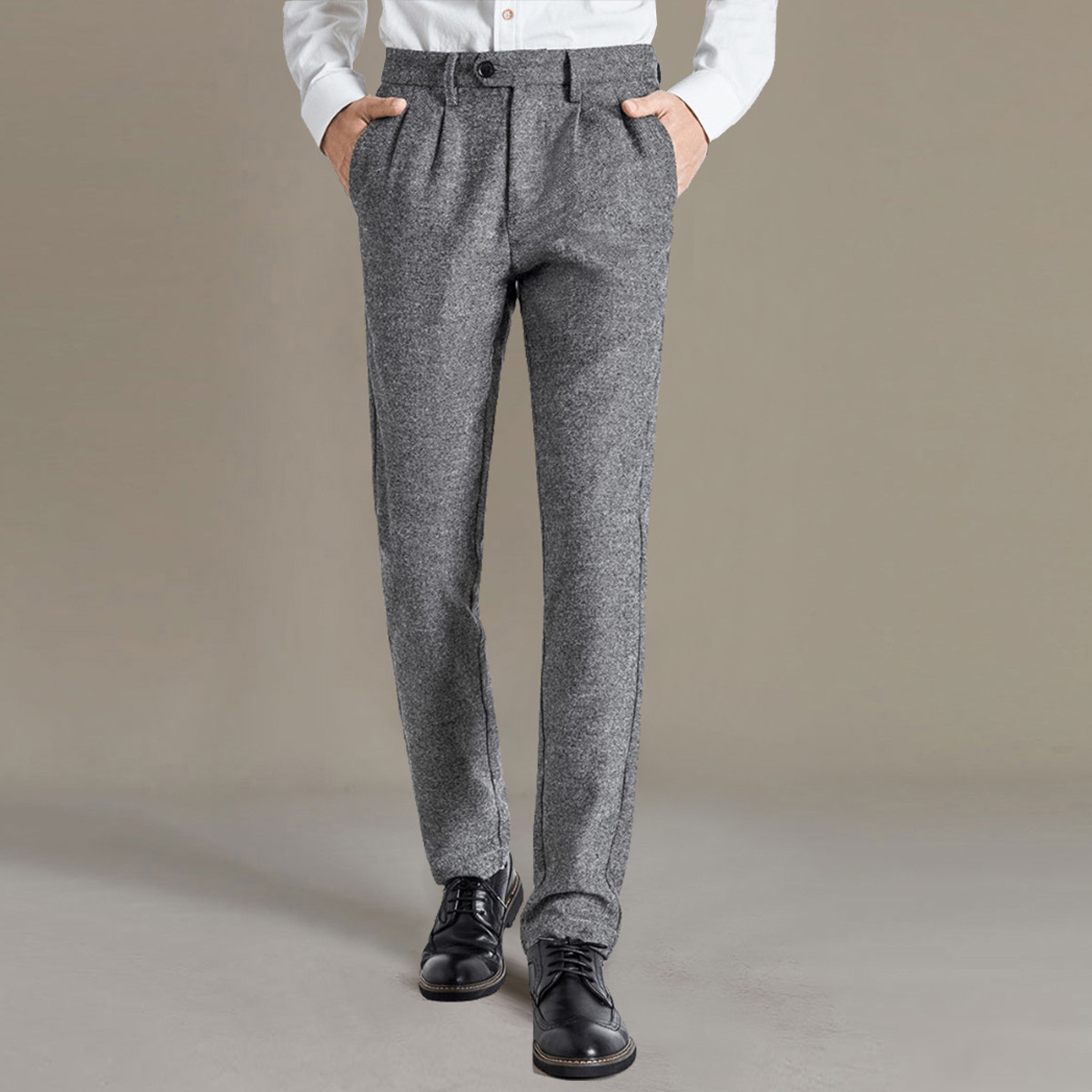 春季新款男士休闲裤简约直筒修身商务休闲长裤