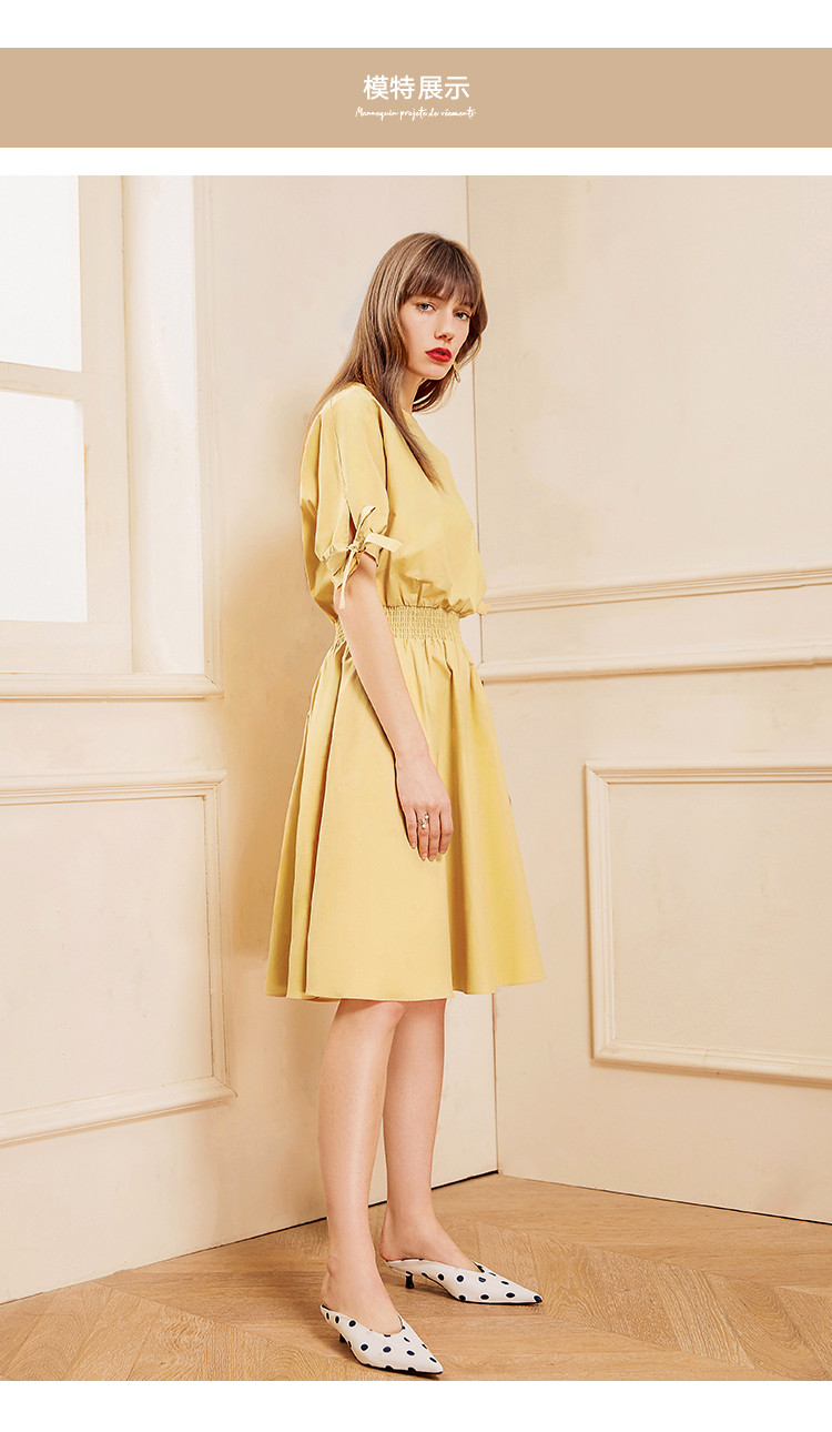 lachata女装-夏日尖货专场 2019夏新款连衣裙 舒适修身全棉纯色女裙