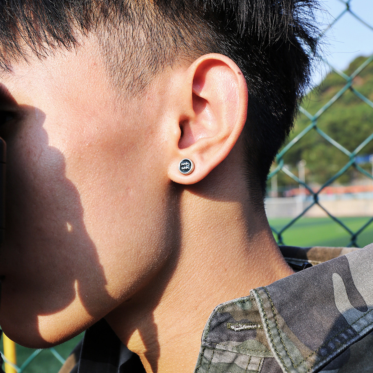 简约个性男耳环耳钉十二星座钛钢磁铁耳夹男士款耳饰饰品无耳洞