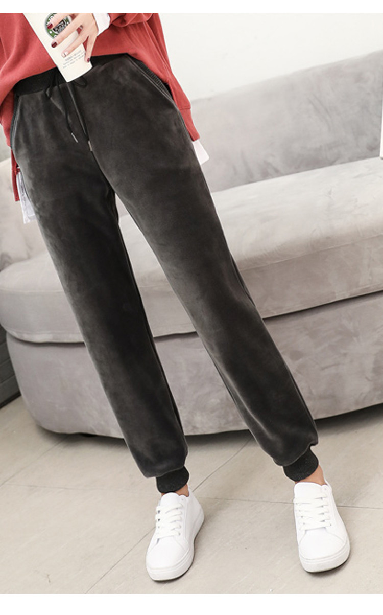 冬季新款女装时尚加绒加厚保暖长裤女休闲裤运动裤女裤