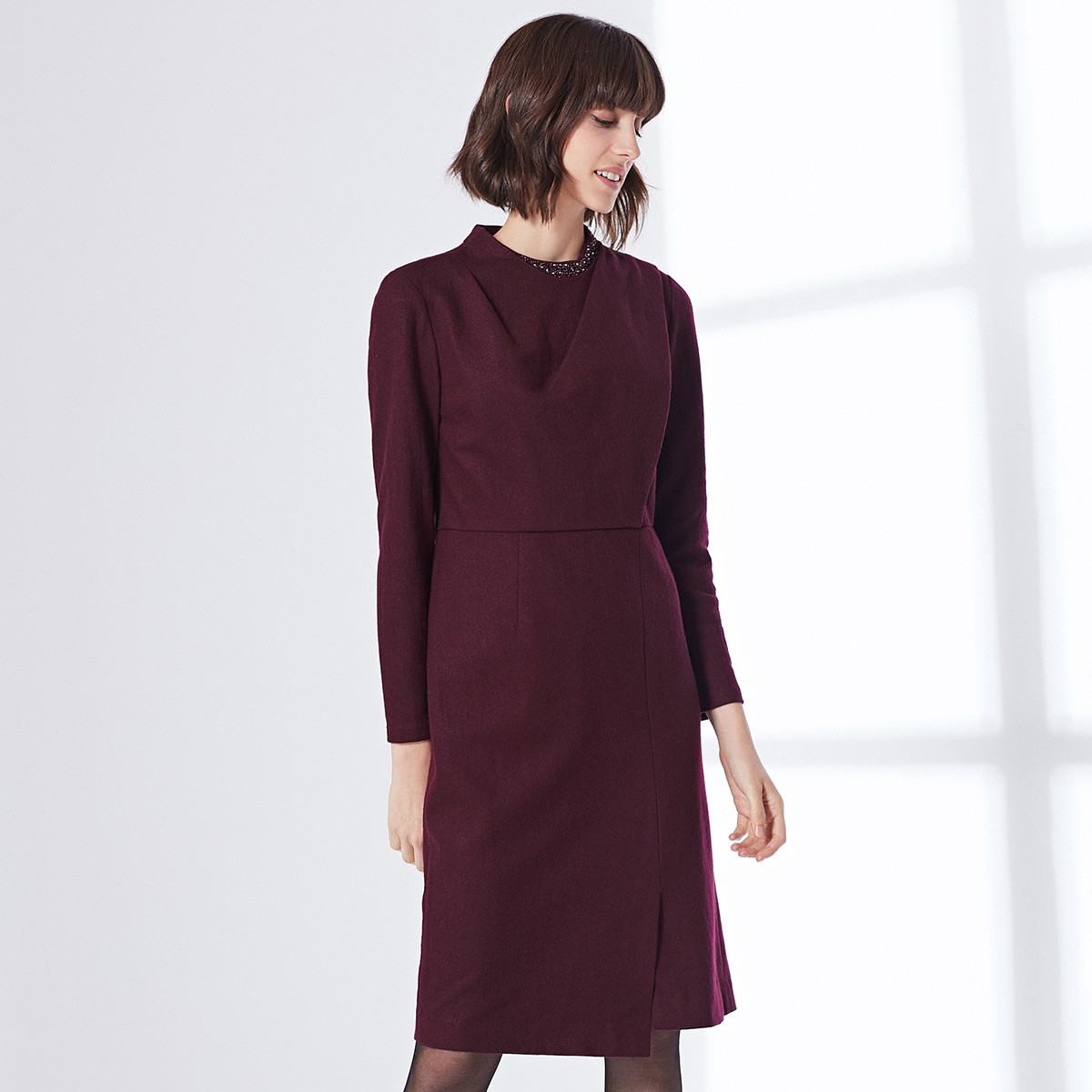 娜尔思naersi女装-特卖节专场 娜尔思新款秋装女钉珠不规则开衩下摆