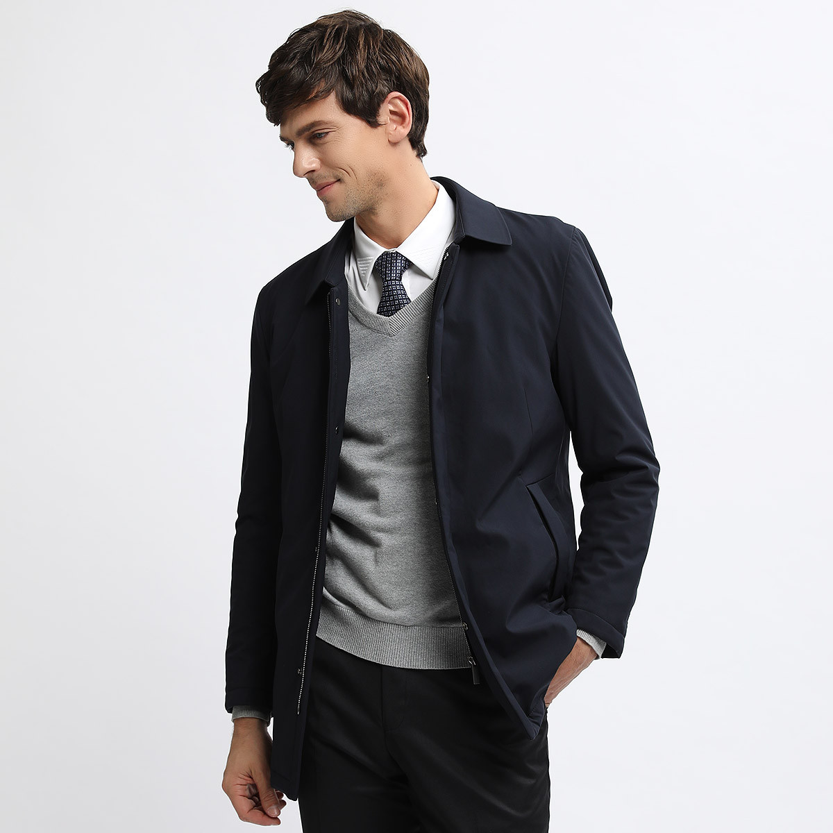 男装时尚风暴专场 2018新款可拆卸兔毛内胆商务保暖男款尼克服男士