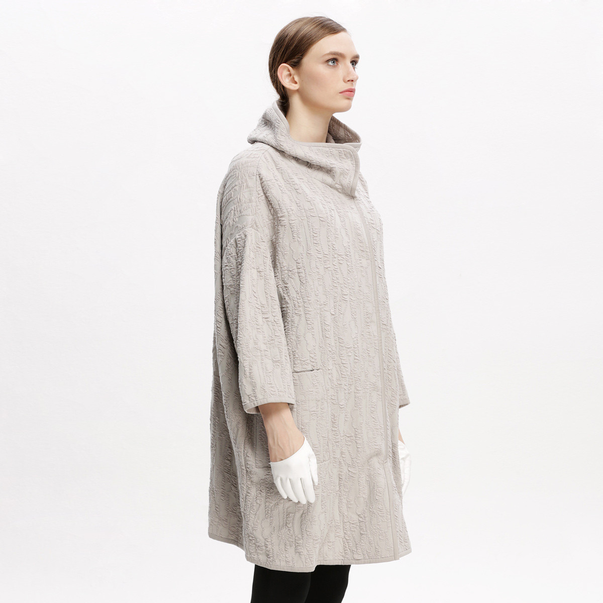 希色myscissors连帽中长茧型外套