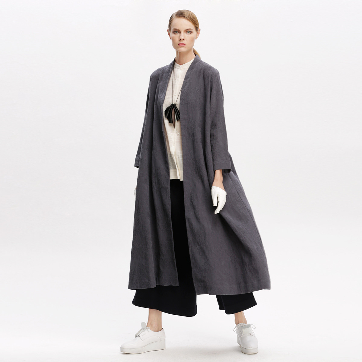 希色myscissors秋装长袖a摆长款风衣